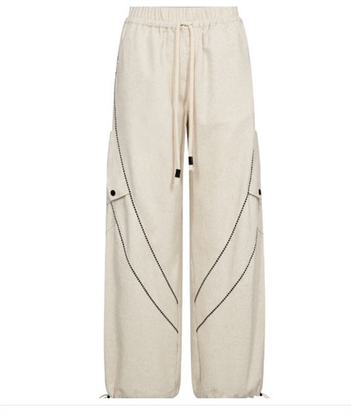 NÜ Cerise Bukser med Vidde og detaljer, Creme